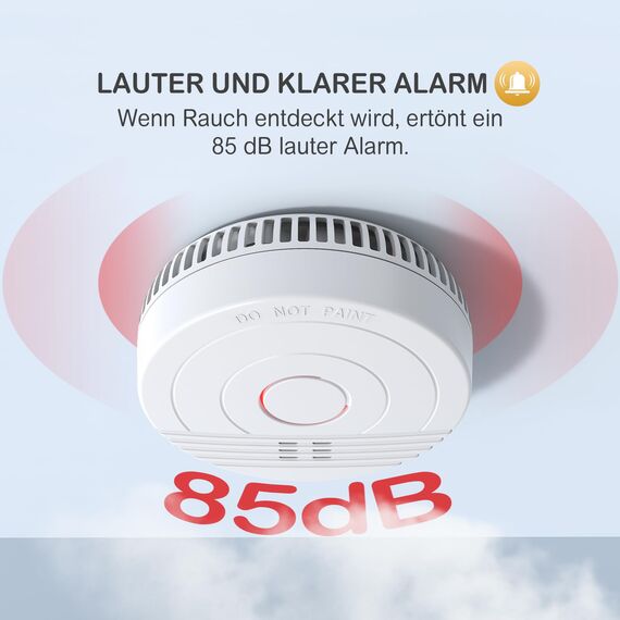 Andyssey Batterie Rauchmelder mit Magnethalterung, Zertifiziert DIN EN14604, Feuermelder mit Fotoelektrischem Sensor, 85 dB Alarmlautstärke, 6 Stück