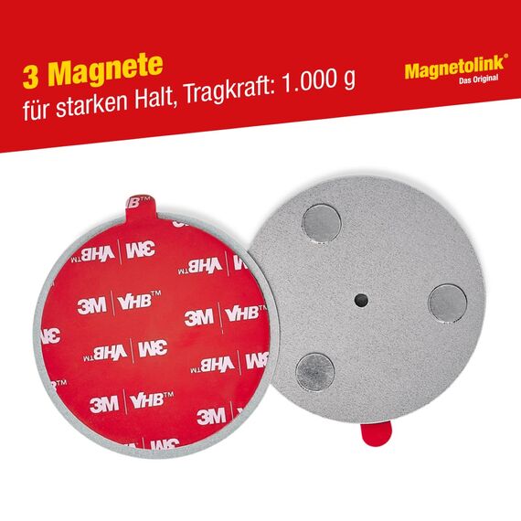 Magnetolink, Magnetbefestigungsset für Rauchmelder, Werkzeugfreie Montage mit 3M-Klebepads, Magnethalterung zur sicheren Befestigung ohne Bohren für alle Rauchwarnmelder ab Ø 70 mm