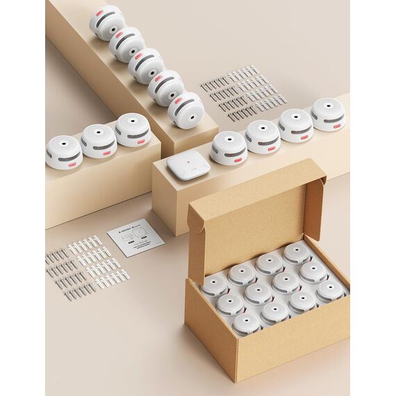 X-Sense Smart Rauchmelder XS01-M mit SBS50 Basisstation, Zertifiziert nach EN 14604, Funkrauchmelder mit WLAN, vernetzbarer Feuermelder, kompatibel mit der X-Sense Home Security App, FS241, 24 Stück