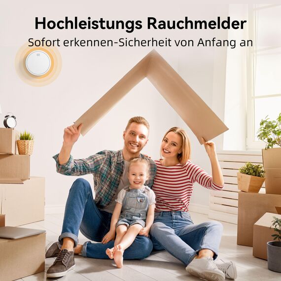 CHZHVAN Rauchmelder 10 Jahre Batterie mit Magnethalterung, Europäischen Norm EN14604 Geprüft Feuermelder | Ohne Bohren, 85dB Rauchwarnmelder, 5er Set