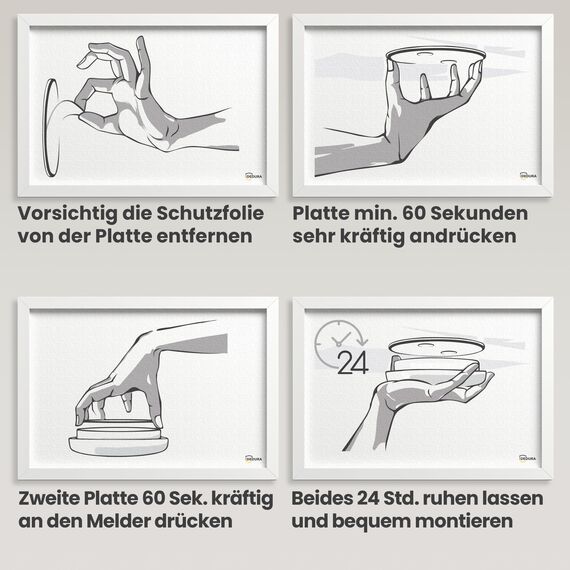 Rauchmelder Magnethalter 5er Set mit extra starken Klebepads - ohne Bohren und Schrauben - Magnethalterung geeignet für alle gängigen Rauchmelder und Feuermelder - Selbstklebende Befestigung