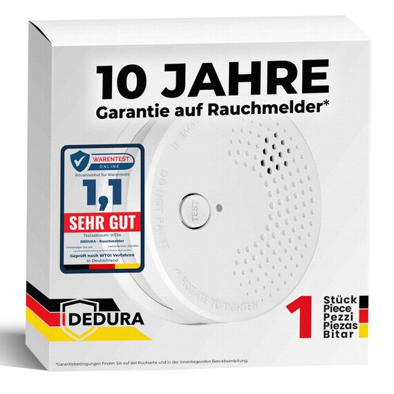 Rauchmelder mit 10 Jahre Garantie BSI Zertifiziert nach DIN EN14604 inkl. 9V Batterie Rauchwarnmelder Brandmelder Feuermelder