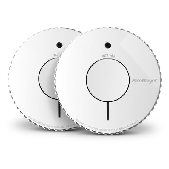 FireAngel Optischer Rauchmelder 2er-Pack- FA6120-INT-T2 Rauchmelder mit 10 Jahre Batterie für Ihr Heim mit Test-/Stummschaltungstaste - Ersatz für ST-622/ST-620 - Feuermelder mit Frühwarnsystem - Weiß