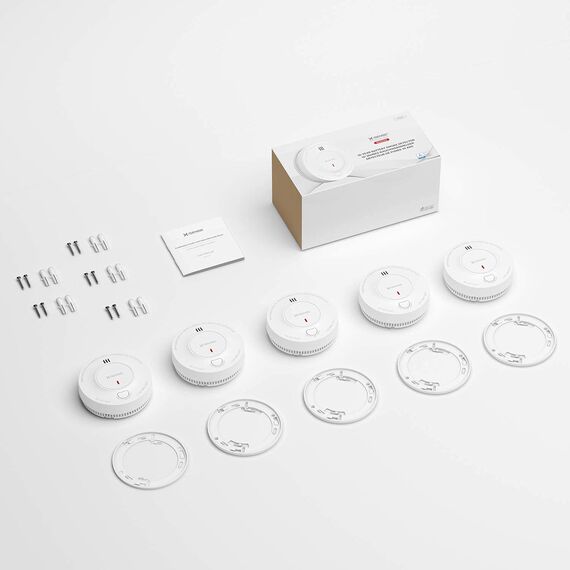 X-Sense Verbesserter Rauchmelder 10 Jahre Batterie, Feuermelder mit fotoelektrischem Sensor, EN14604 geprüfte Brandmelder, SD2J0AX, 5er Set