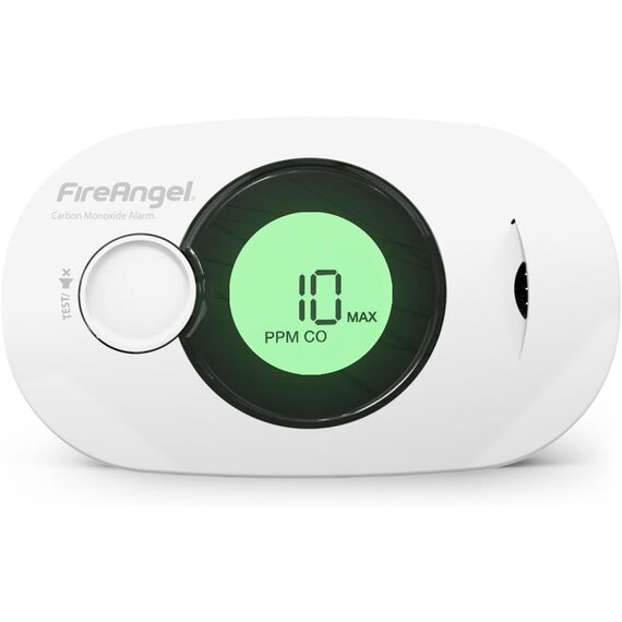Fire Angel Digitaler Kohlenmonoxidmelder mit Integrierter 10 Jahres Batterie - FA3322 Luftfeuchtigkeits-, Temperatur- und CO-Melder - Tragbar, für Zuhause und Unterwegs - CO Warner