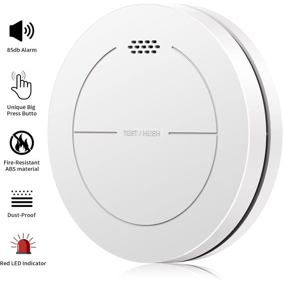 Safeliveo Rauchmelder ohne Blinkende LED, mit 10 Jahre Batterie, mit Klebepads，Mute Funktion, 85 dB Alarmton, Standalone Flacher Brandmelder für den Brandschutz zu Hause 3 Stück.