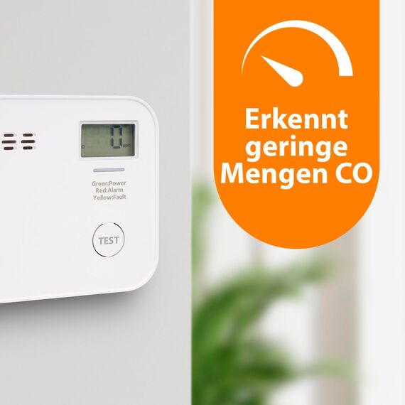 Smartwares CO-Melder - 10-Jahres-Batterie - LED-Bildschirm & Anzeige - Testknopf - FGA-13091