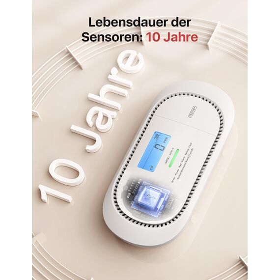 X-Sense Kohlenmonoxid Melder, TÜV-Zertifiziert, mit digitalem LCD-Display, CO Melder mit austauschbarer 5-Jahres-Batterie und Spitzenwertspeicher, XC01-R