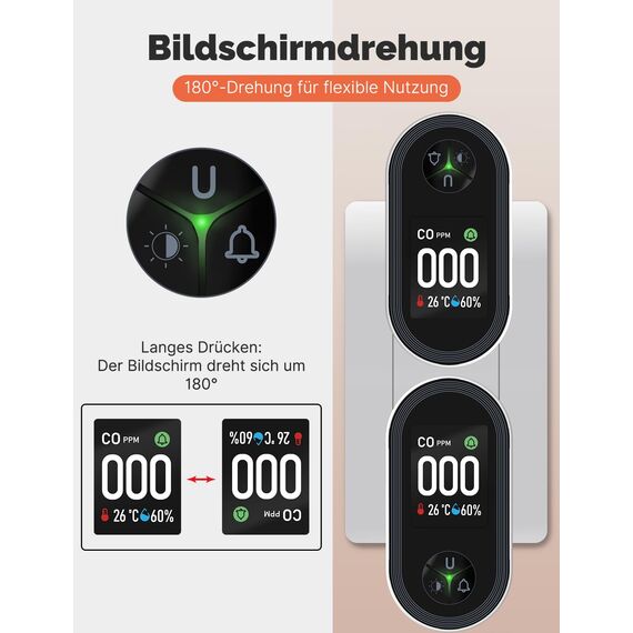 MOES Kohlenmonoxid-Melder mit Stecker, 3-in-1 CO-Melder mit Temperatur- & Luftfeuchtigkeitssensor, mit akustischem Alarm für CO – geeignet für Haus & Wohnmobil 2 Stück