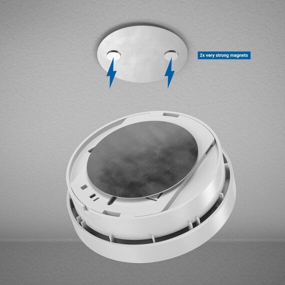 deleyCON 8X Magnetbefestigung für Rauchmelder Magnethalter Feuermelder Selbstklebende Magnethalterung Klebefläche 65mm Durchmesser