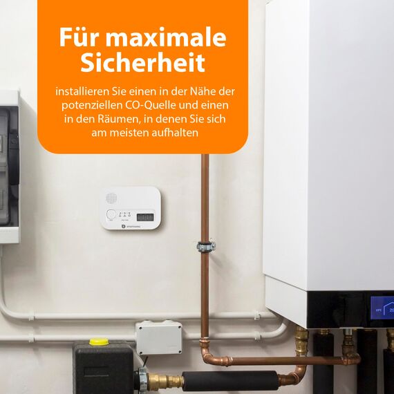 Smartwares Kohlenmonoxid melders, 10 Jahre Sensor, 1.5 Testsieger Wertung, mit Display und Testknopf - FGA-13042