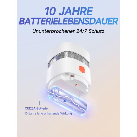 Heiman Mini Rauchmelder – 10 Jahre Batterielaufzeit, EN 14604, DBI Zertifiziert, 85 dB Alarm, Red Dot Design Award, Feuermelder, Rauchwarnmelder mit fotoelektrischem Sensor, 1 Stück