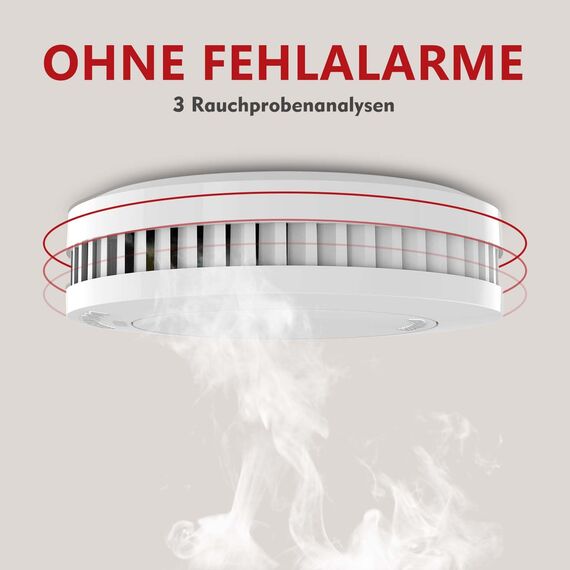 RUNIDUR 12er Set Mini Rauchmelder Set 10 Jahre Batterie, feuermelder ohne fehlalarme, brandmelder 10 Jahre Batterie ohne blinken, zum kleben, Weiß