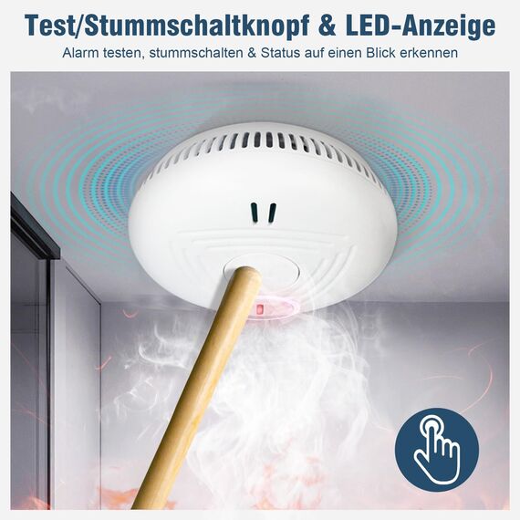 DAYTECH Rauchmelder 10 Jahre Batterie mit Magnethalterung – 1 Stück TÜV-zertifizierte Rauchwarnmelder mit 85 dB Alarm & Test/Stummschaltknopf – Für Schlafzimmer, Küche, Kinderzimmer(Weiß-1er)