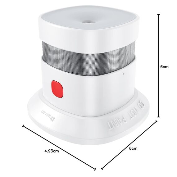 Heiman Mini Rauchmelder – 10 Jahre Batterielaufzeit, EN 14604, DBI Zertifiziert, 85 dB Alarm, Red Dot Design Award, Feuermelder, Rauchwarnmelder mit fotoelektrischem Sensor, 1 Stück