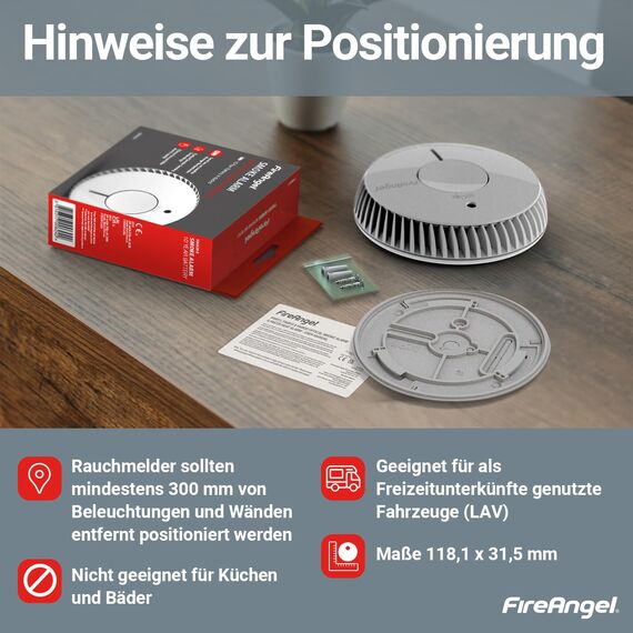 FireAngel Optischer Rauchmelder 2er-Pack- FA6120-INT-T2 Rauchmelder mit 10 Jahre Batterie für Ihr Heim mit Test-/Stummschaltungstaste - Ersatz für ST-622/ST-620 - Feuermelder mit Frühwarnsystem - Weiß