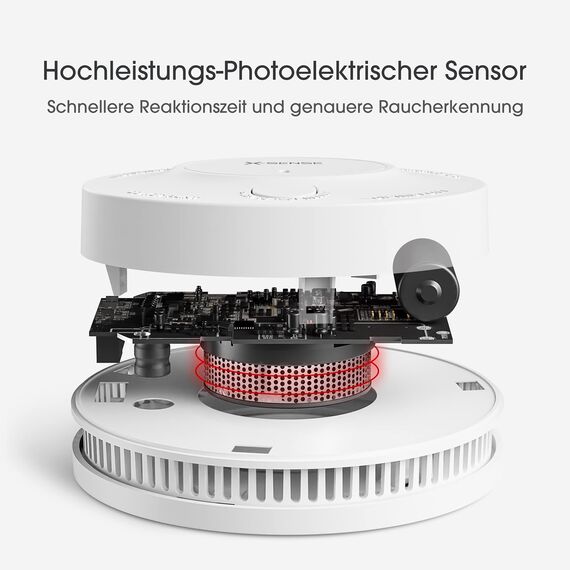 X-Sense Verbesserter Rauchmelder 10 Jahre Batterie, Feuermelder mit fotoelektrischem Sensor, EN14604 geprüfte Brandmelder, SD2J0AX, 5er Set