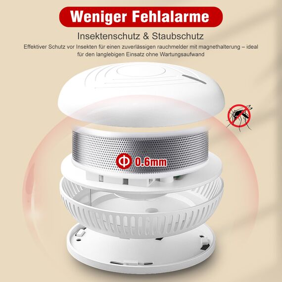 DAYTECH Rauchmelder 10 Jahre Batterie – 5er Rauchmelder mit Magnethalterung Set, TÜV Rheinland Zertifiziert, Feuermelder mit 85 dB & Test/Stummschaltung – Brandmelder für Schlafzimmer, Kinderzimmer