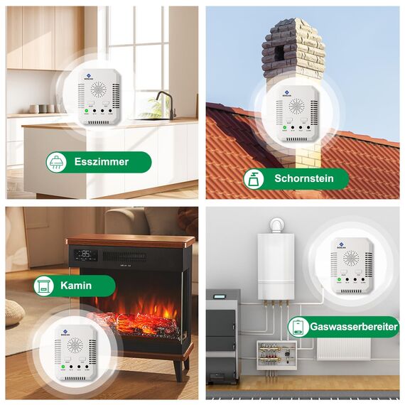 2 in 1 Gasleckmelder, Kohlenmonoxid Melder und Erdgasdetektor, CO Melder & Erdgas Methan-Propan-Butan-Brenngas-Alarm für Küche, Tankstelle, Garage,Wohnmobil