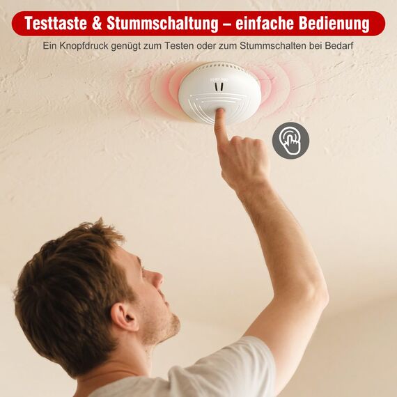 DAYTECH Rauchmelder 10 Jahre Batterie, Rauchwarnmelder Standalone Feuermelder, Flacher Brandmelder für den Brandschutz zu Hause Weiß (Weiß-5er)