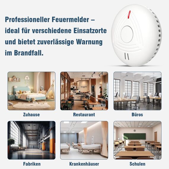 DAYTECH Rauchmelder 10 Jahre Batterie mit Magnethalterung – 1 Stück TÜV-zertifizierte Rauchwarnmelder mit 85 dB Alarm & Test/Stummschaltknopf – Für Schlafzimmer, Küche, Kinderzimmer(Weiß-1er)
