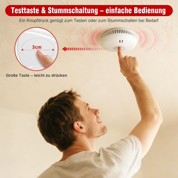 DAYTECH Rauchmelder 10 Jahre Batterie – 3er Rauchmelder mit Magnethalterung Set, TÜV Rheinland Zertifiziert, 85 dB Brandmelder & Rauchwarnmelder mit Test/Stummschaltung