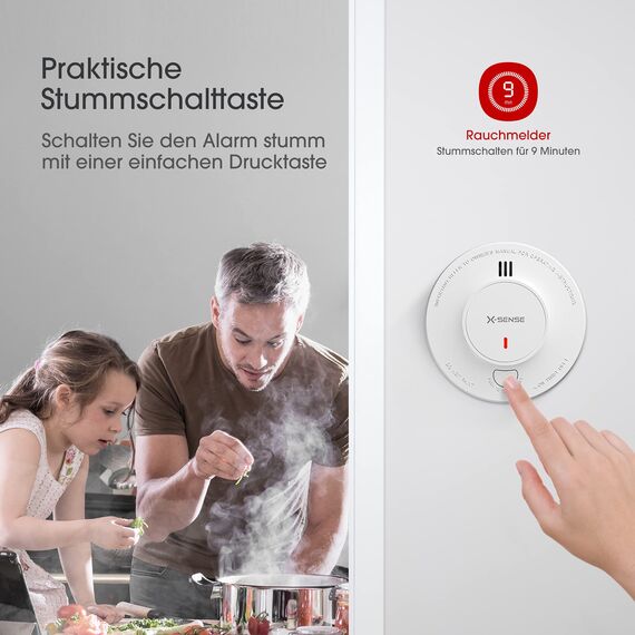 X-Sense Verbesserter Rauchmelder 10 Jahre Batterie, Feuermelder mit fotoelektrischem Sensor, EN14604 geprüfte Brandmelder, SD2J0AX, 5er Set