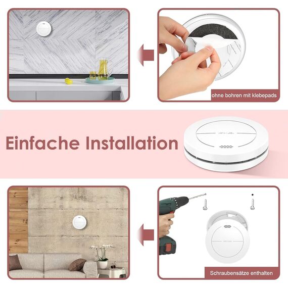 Safeliveo Rauchmelder ohne Blinkende LED, mit 10 Jahre Batterie, mit Klebepads，Mute Funktion, 85 dB Alarmton, Standalone Flacher Brandmelder für den Brandschutz zu Hause 3 Stück.