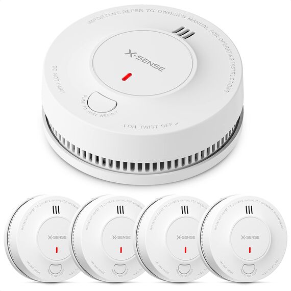 X-Sense Verbesserter Rauchmelder 10 Jahre Batterie, Feuermelder mit fotoelektrischem Sensor, EN14604 geprüfte Brandmelder, SD2J0AX, 5er Set