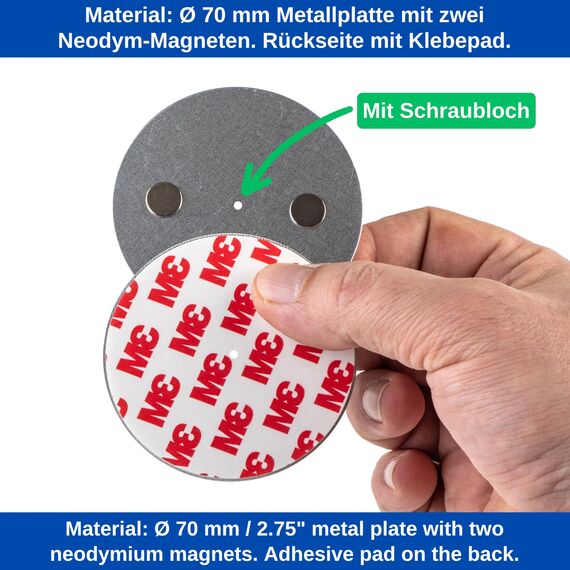 Rauchmelder Magnethalter, 4 Stück, Ø 70 mm Durchmesser, zum Kleben an die Decke, Magnethalterung mit Befestigung ohne Bohren, Halter für Feuermelder und Rauchwarnmelder, Warngerät Klebepad Halterung