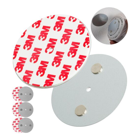Rauchmelder Magnethalter, 4 Stück, Ø 70 mm Durchmesser, zum Kleben an die Decke, Magnethalterung mit Befestigung ohne Bohren, Halter für Feuermelder und Rauchwarnmelder, Warngerät Klebepad Halterung