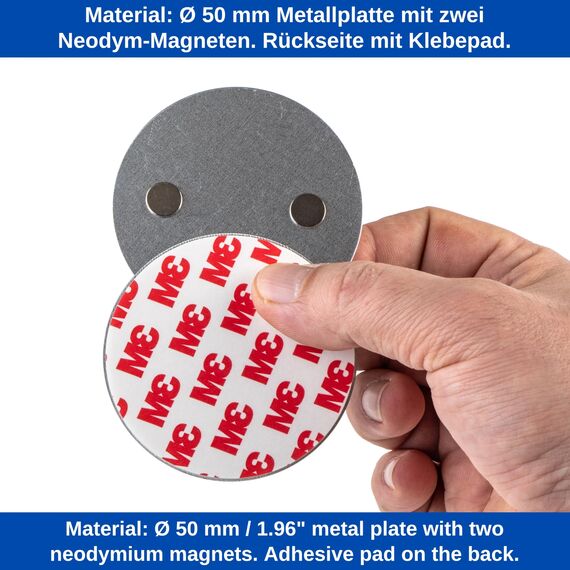 Rauchmelder Magnethalter, 3 Stück, Ø 50 mm Durchmesser, zum Kleben an die Decke, Magnethalterung mit Befestigung ohne Bohren, Halter für Feuermelder und Rauchwarnmelder, Warngerät Klebepad Halterung