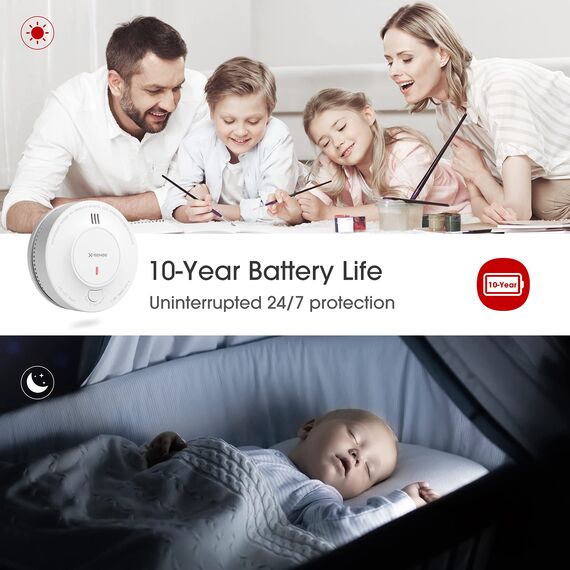 X-Sense Verbesserter Rauchmelder 10 Jahre Batterie, Feuermelder mit fotoelektrischem Sensor, EN14604 geprüfte Brandmelder, SD2J0AX, 2er Set