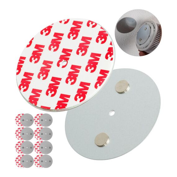 Rauchmelder Magnethalter, 9 Stück, Ø 70 mm Durchmesser, zum Kleben an die Decke, Magnethalterung mit Befestigung ohne Bohren, Halter für Feuermelder und Rauchwarnmelder, Warngerät Klebepad Halterung