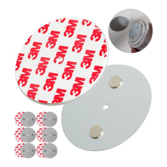 Rauchmelder Magnethalter, 7 Stück, Ø 70 mm Durchmesser, zum Kleben an die Decke, Magnethalterung mit Befestigung ohne Bohren, Halter für Feuermelder und Rauchwarnmelder, Warngerät Klebepad Halterung