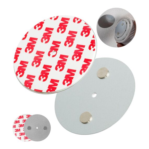 Rauchmelder Magnethalter, 2 Stück, Ø 70 mm Durchmesser, zum Kleben an die Decke, Magnethalterung mit Befestigung ohne Bohren, Halter für Feuermelder und Rauchwarnmelder, Warngerät Klebepad Halterung