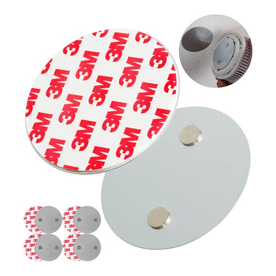 Rauchmelder Magnethalter, 5 Stück, Ø 50 mm Durchmesser, zum Kleben an die Decke, Magnethalterung mit Befestigung ohne Bohren, Halter für Feuermelder und Rauchwarnmelder, Warngerät Klebepad Halterung