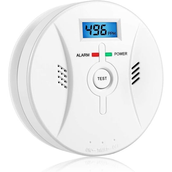Kohlenmonoxid Warnmelder mit LCD Display CO Melder Lauter 85 Db Alarm Kohlenmonoxid Melder mit Kohlenmonoxidsensor Carbon Monoxide Alarm Batteriebetrieb