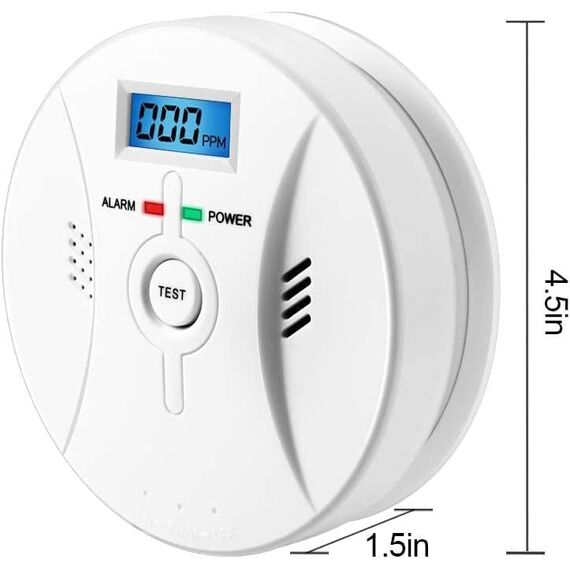 Kohlenmonoxid Warnmelder mit LCD Display CO Melder Lauter 85 Db Alarm Kohlenmonoxid Melder mit Kohlenmonoxidsensor Carbon Monoxide Alarm Batteriebetrieb
