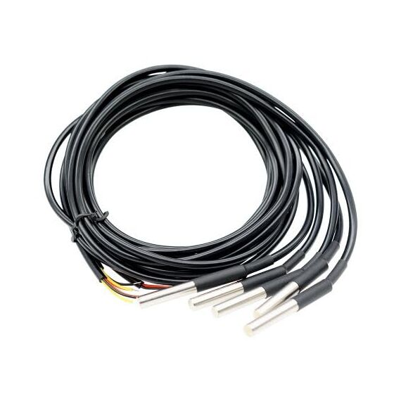 Aideepen 5 Stuck Temperatursensor, 10m Kabel Wasserdicht Temperaturfühler digitaler Edelstahl Temperatursensor kompatibel mit Arduino und Raspberry Pi, kompatibel mit Shelly