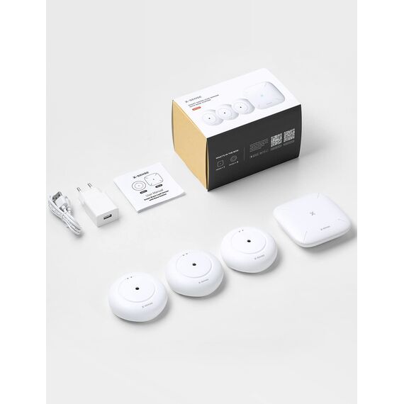 X-Sense Smart Wassermelder mit Batterie, WLAN Wassersensor, kompakter Überschwemmungssensor mit Einstellbarer Lautstärke von bis zu 110 dB sowie 500 m Reichweite, für Küchen, Keller und Badezimmer