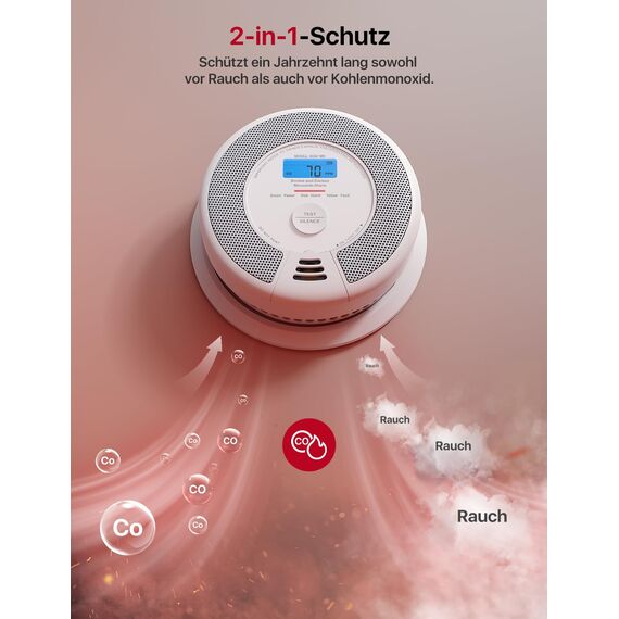 X-Sense WLAN Rauch- und Kohlenmonoxid Melder SC07-MR, Smart Vernetzter CO Melder, mit X-Sense Home Security-App, 1 Rauchgas-Melder und CO-Detektor mit 1 SBS50 Basisstation, SC07-MR11