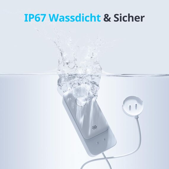SwitchBot WLAN Wassermelder, Smart Wassersensor, 100dB einstellbarer Alarm & App-Benachrichtigung, IP67 wasserdicht, Wasserleck-Detektor für Zuhause mit 1m Sensorkabel, kein Hub erforderlich(nur 2.4G)