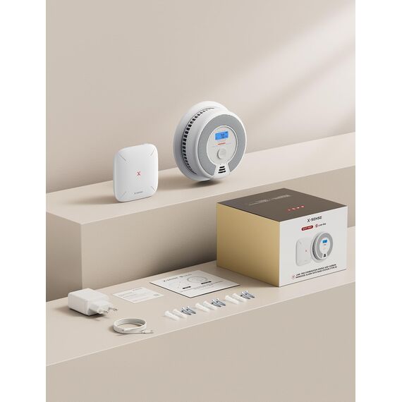 X-Sense WLAN Rauch- und Kohlenmonoxid Melder SC07-MR, Smart Vernetzter CO Melder, mit X-Sense Home Security-App, 1 Rauchgas-Melder und CO-Detektor mit 1 SBS50 Basisstation, SC07-MR11