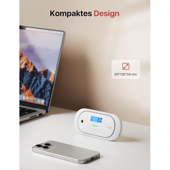 X-Sense Funkvernetzter CO Melder, Nicht kompatibel mit Basisstation SBS50, TÜV-Zertifiziert, Kohlenmonoxid Melder mit austauschbarer Batterie, XC01-WR, 2 Stück