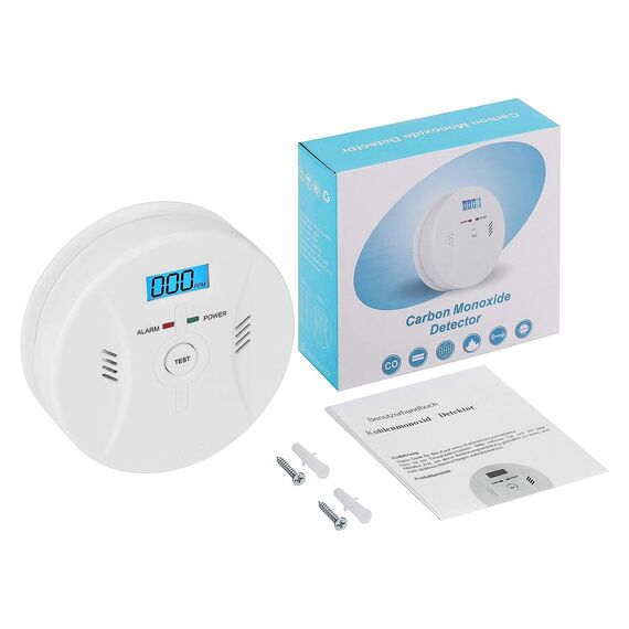 Kohlenmonoxid Warnmelder mit LCD Display CO Melder Lauter 85 Db Alarm Kohlenmonoxid Melder mit Kohlenmonoxidsensor Carbon Monoxide Alarm Batteriebetrieb