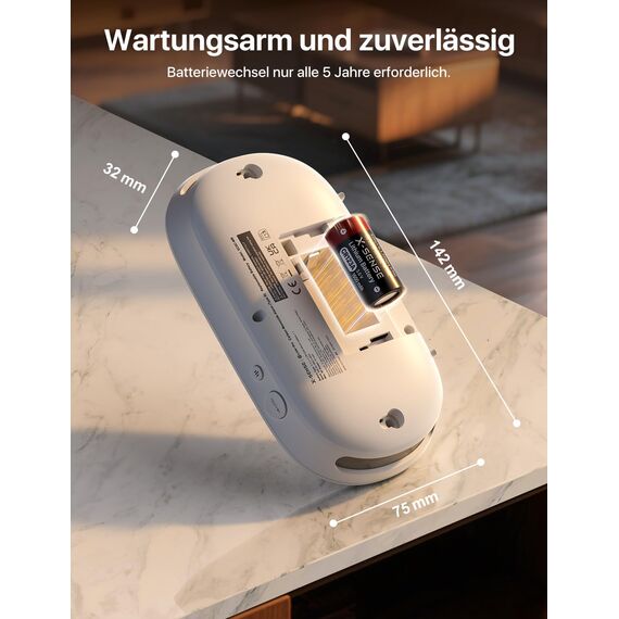 X-Sense Smart Kohlenmonoxid Melder, TÜV Rheinland Zertifiziert, mit Digitalanzeige, austauschbarer Batterie, App-Steuerung, mit Basisstation SBS50, XC0C-MR11, 1 Stück