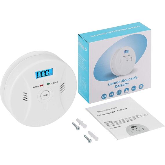 Kohlenmonoxid Warnmelder mit LCD Display CO Melder Lauter 85 Db Alarm Kohlenmonoxid Melder mit Kohlenmonoxidsensor Carbon Monoxide Alarm Batteriebetrieb