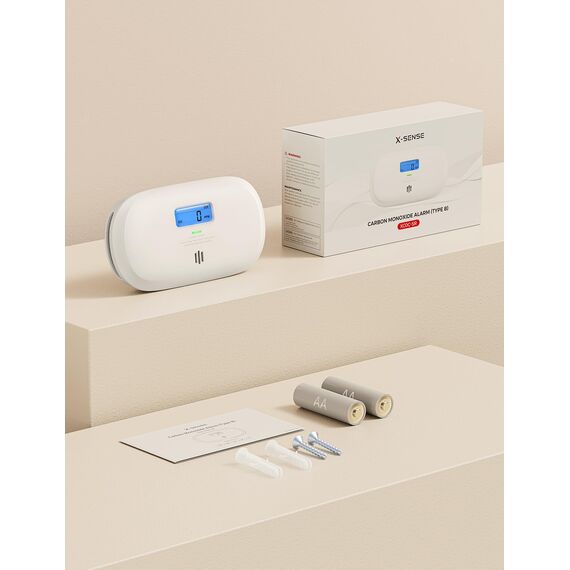 X-Sense Kohlenmonoxid Melder, TÜV Rheinland Zertifiziert, 10 Jahre Sensor, CO Melder mit austauschbarer Batterie und digitalem Display, Kohlenmonoxid-Melder mit Testknopf, XC0C-SR