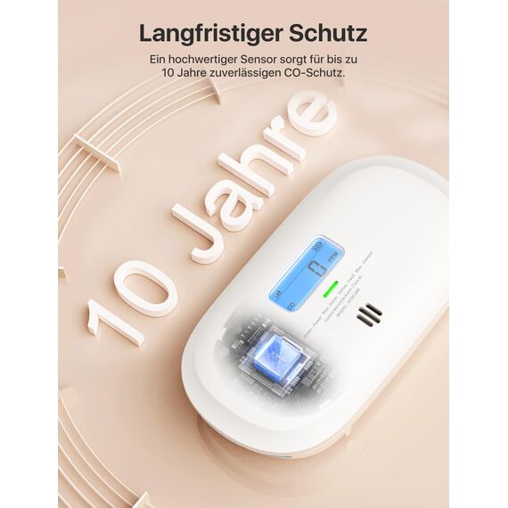 X-Sense Smart Kohlenmonoxid Melder, TÜV Rheinland Zertifiziert, mit Digitalanzeige, austauschbarer Batterie, Basisstation SBS50 erforderlich (separat erhältlich), XC0C-MR, 1 Stück